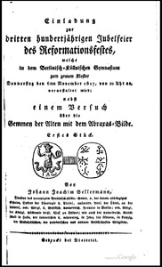 Einladung zur dritten hundertjährigen Jubelfeier des Reformationsfestes
